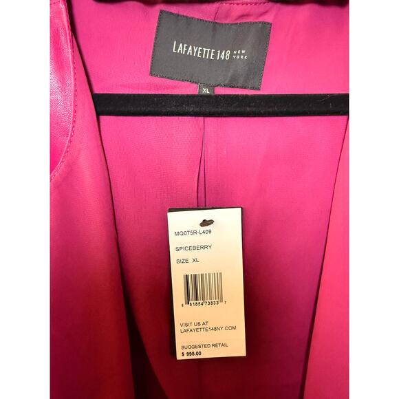 Lafayette 148 New York Leather Jacket - XL - Raspberry - Picture 3 of 9